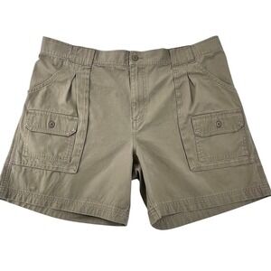 Cabela's Cargo Shorts Mens 40 Khaki Excellent Pleated Cotton Canvas Outdoor